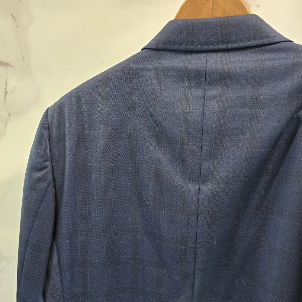 Ted Baker Blazer Mens 42 R Navy Plaid Wool Sport Coat Suit Jacket Jay Windowpane